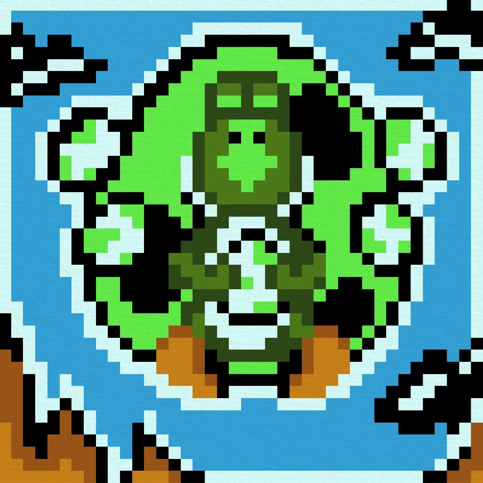 imagen de un nonogram de un yoshi con temática de avatar the last airbender